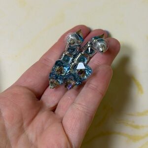 SWAROVSKI CRYSTAL BLUE MOHAWK EARRINGS